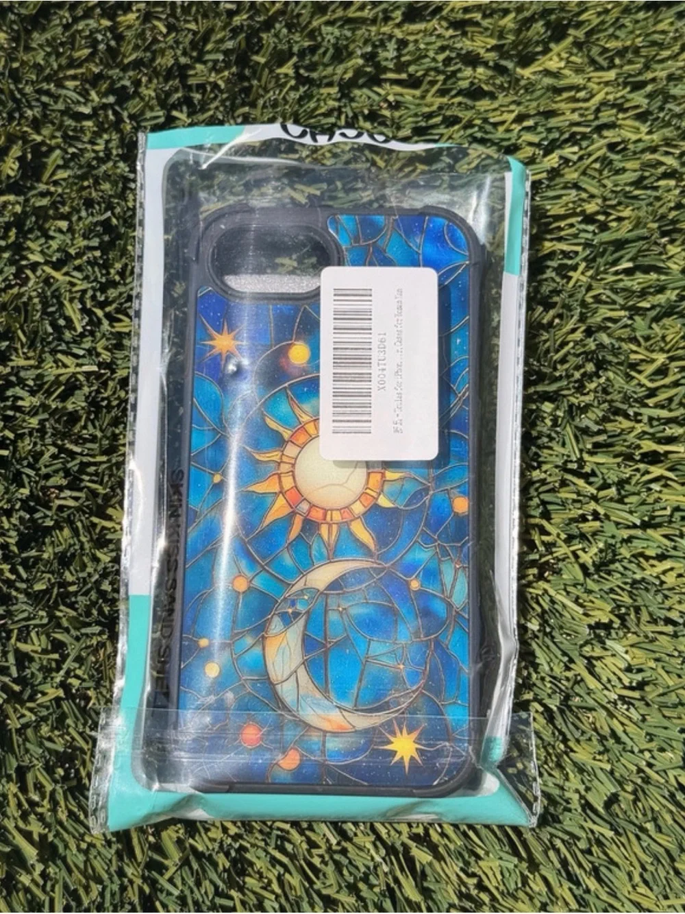 Blue Sun & Moon Stained Glass Design Phone Case- IPhone 16E